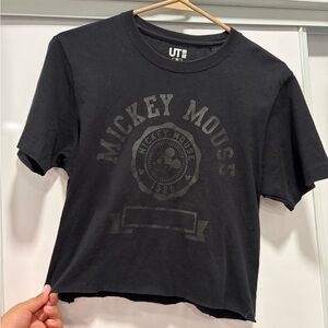 Uniqlo Black Mickey Mouse Short Sleeve Graphic Tee